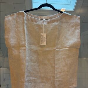 Linen Sleeveless Top in Light Beige Laude the Label